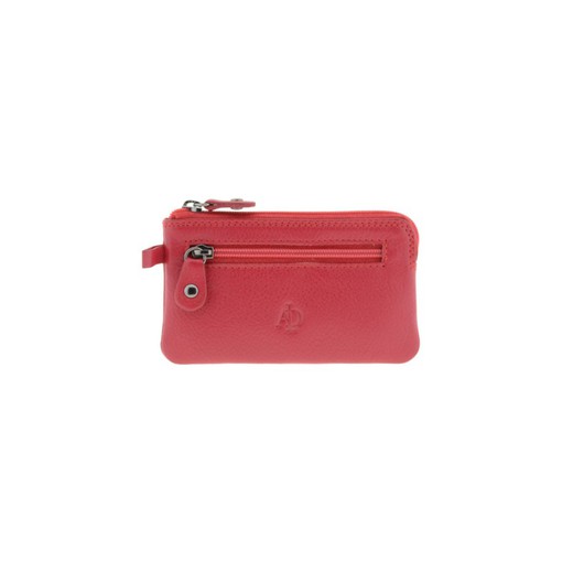 Monedero Cremallera Rojo 100% Piel Adapell