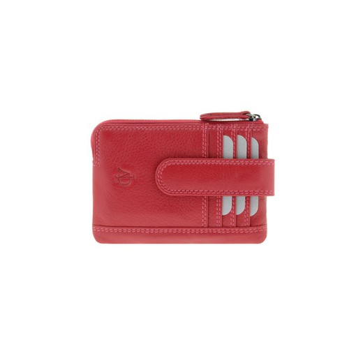 Monedero Cremallera Rojo 100% Piel Adapell