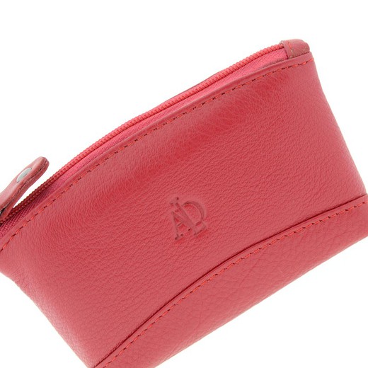 Monedero Cremallera Rojo 100% Piel Adapell