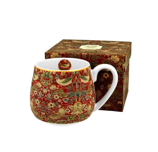 Mug Ancho Morris Rojo Porcelana para Té e Infusion