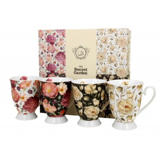 Mug Con Pie J Flower Porcelana para Té e Infusion