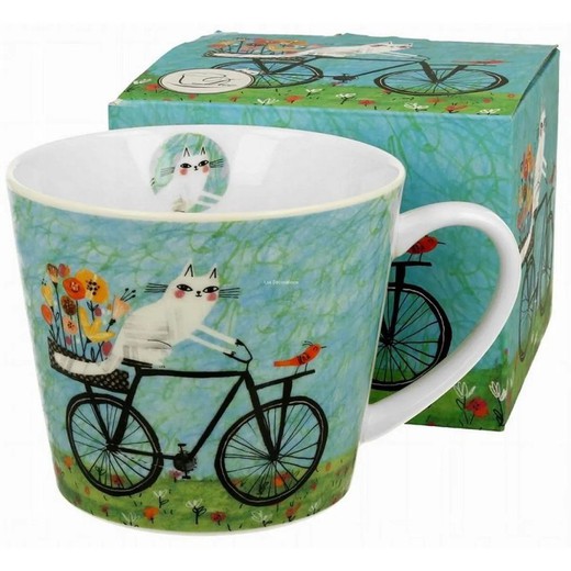 Mug Jumbo Gato Bici Porcelana para Té e Infusion