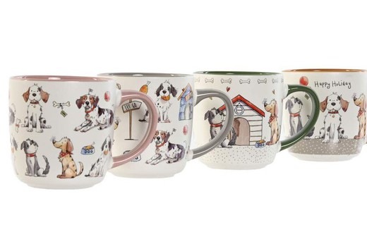 Mug Porcelana 13X9X9,3 380Ml Perritos 4 Surt.