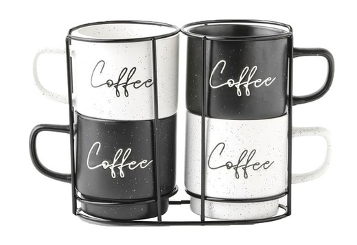 Mug Set 4 Porcelana Metal 13X9X9 380 ml Coffee Juego Cocina