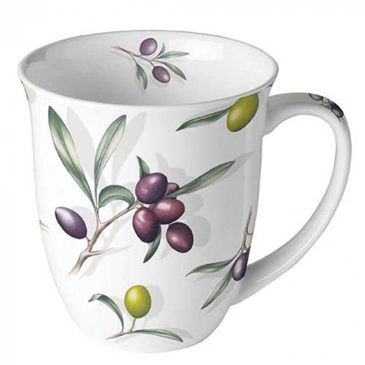 Mug Taza 0,4 l Delicious Olivas Ambiente Porcelana Especial Regalo