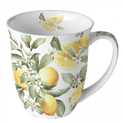 Mug Taza 0,4 l Limones Ambiente Porcelana Especial Regalo