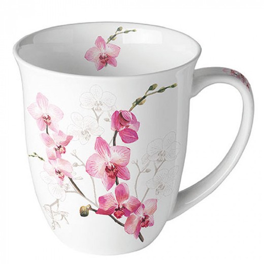 Mug Taza 0,4 l Orquídea Ambiente Porcelana Especial Regalo