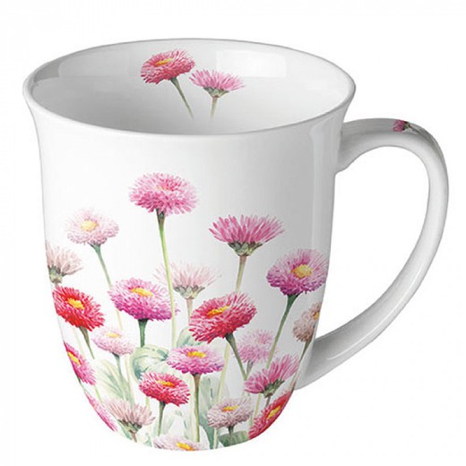 Mug Taza 0,4 l Painted bellis Ambiente Porcelana Especial Regalo