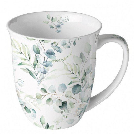 Mug Taza 0,4 l Porcelana Eucaliptus Ambiente Porcelana Especial Regalo