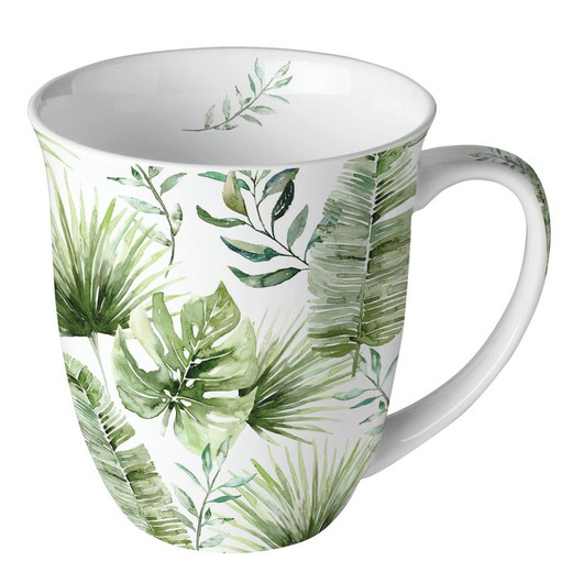 Mug Taza 0,4 l Porcelana Hojas de la Jungla Ambiente Porcelana Especial Regalo