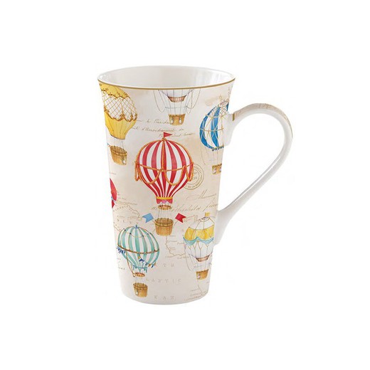 Mug Taza Alto Airb Globos Porcelana Easy Life