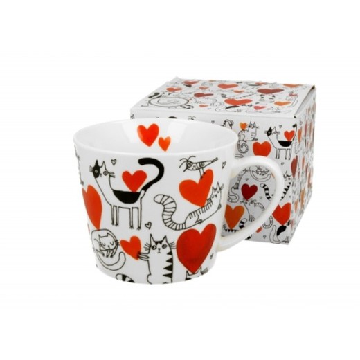 Mug Taza Jumbo Gatos Corazones 61 Cl Porcelana Duo Art Gallery