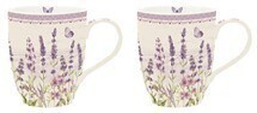 Mug Taza Lavanda Juego 2 Porcelana Easy Life