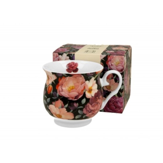 Mug Taza Retro Spring Roses Negro Porcelana Duo Art Gallery