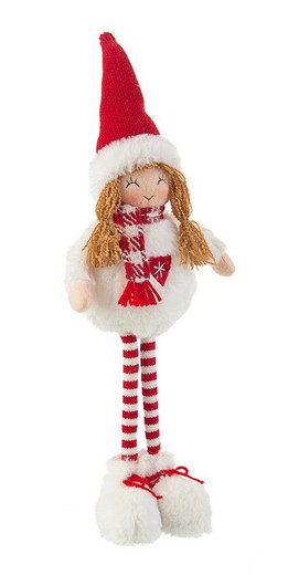 Muñeca Navidad Dilly Blanco y Rojo 38 cms decoración de navidad para casa