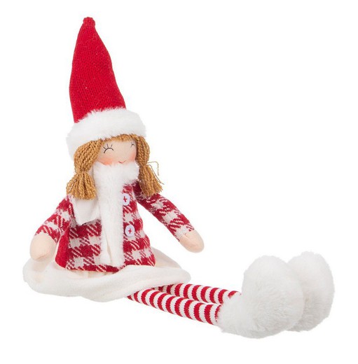 Muñeca Navidad Dilly Blanco y Rojo 50 cms decoración de navidad para casa