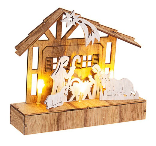 Nacimiento belén natural con luz led 18cmx15,5cm decoración de navidad para casa