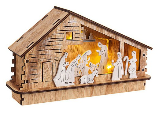 Nacimiento belén natural con luz led 30cmx17,5cm decoración de navidad para casa