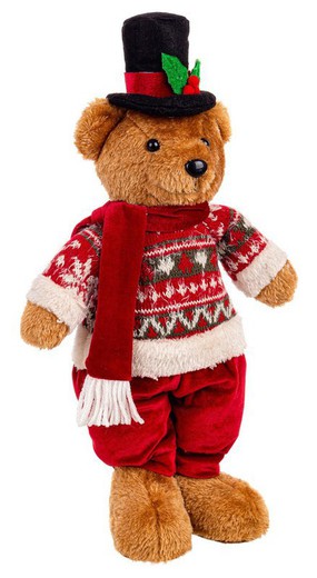 Oso Peluche Navidad Tradicional Ralphy Rojo 40 cms decoración de navidad para casa