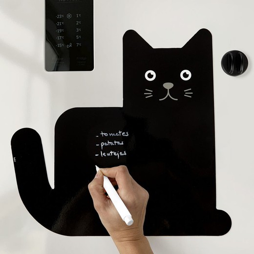 Pizarra nevera magnética Meow negro con rotulador Balvi Idea Regalo