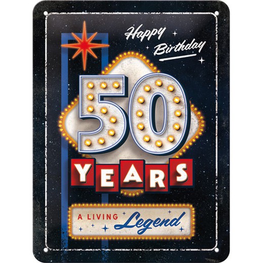 Placa Metal 15x20 50 years Happy Birthday Retro Vintage