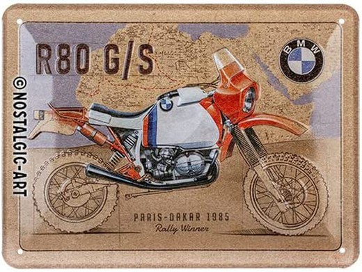 Placa Metal 15x20 BMW R 80 G/S Paris Dakar Retro Vintage