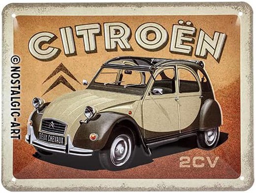 Placa Metal 15x20 Citroen 2CV Retro Vintage