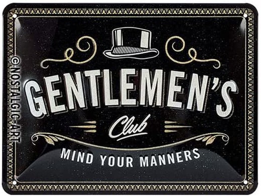 Placa Metal 15x20 Cuidado Gentlemen's Club Retro Vintage