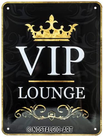 Placa Metal 15x20 Cuidado VIP Lounge Retro Vintage