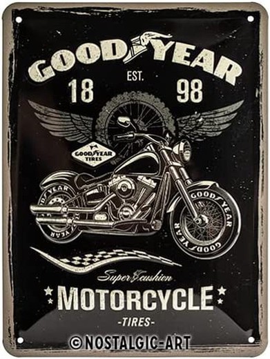 Placa Metal 15x20 Goodyear Motorcycle Retro Vintage