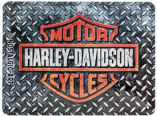 Placa Metal 15x20 Harley-Davidson Diamond Plate Retro Vintage