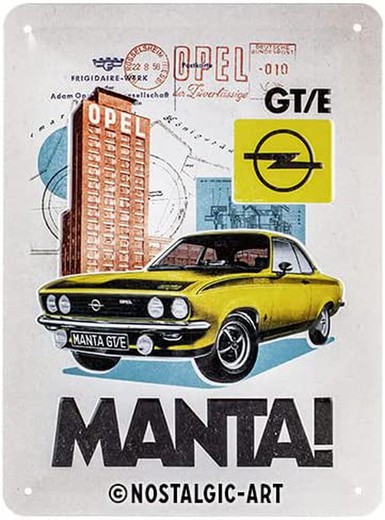 Placa Metal 15x20 Opel Manta! GT/E Retro Vintage