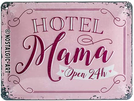 Placa Metal 15x20 Word Up Hotel Mama Retro Vintage