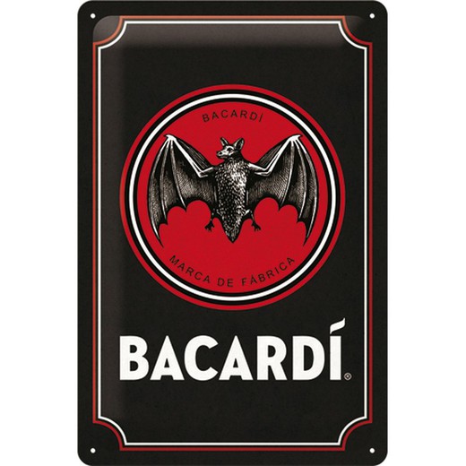 Placa Metal 20x30 Bacardi Bacardi Logo Black Retro Vintage