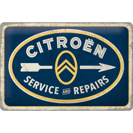 Placa Metal 20x30 Citroen Service & Repairs Retro Vintage