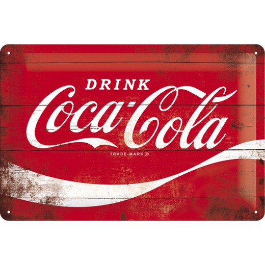 Placa Metal 20x30 Coca-Cola Logo Ola Roja Retro Vintage