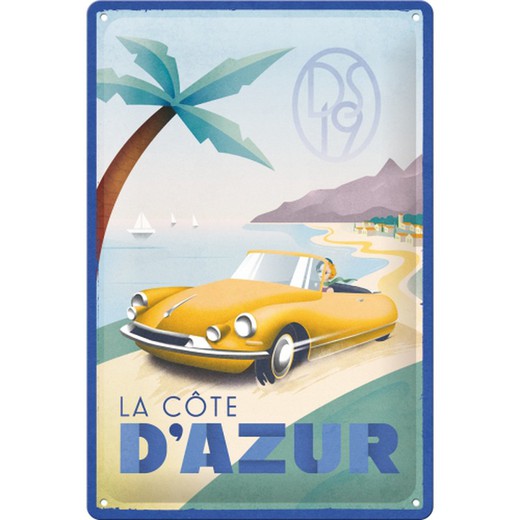 Placa Metal 20x30 Ds La Cote d'Azur DS19 Retro Vintage