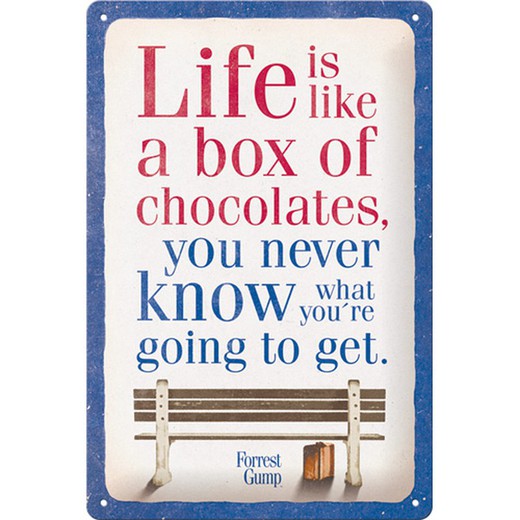 Placa Metal 20x30 Forrest Gump Chocolate Retro Vintage