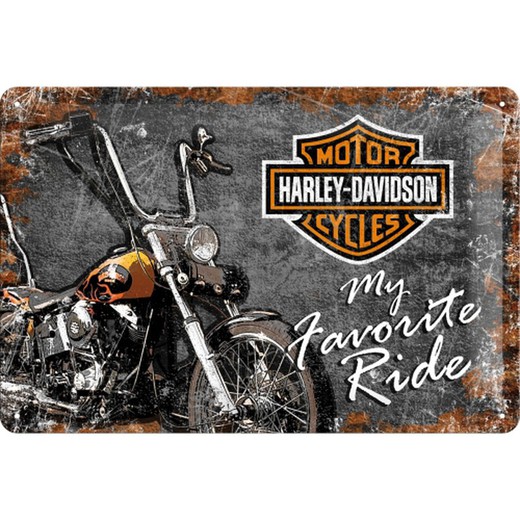 Placa Metal 20x30 Harley-Davidson Favourite Ride Retro Vintage