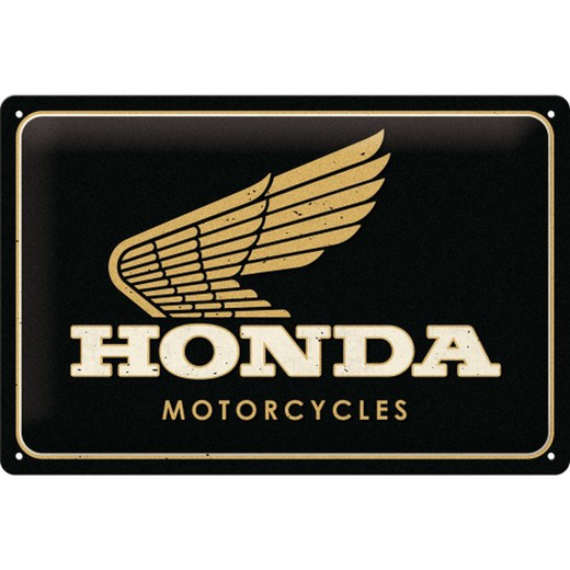 Placa Metal 20x30 Honda Motorcycles Gold Retro Vintage