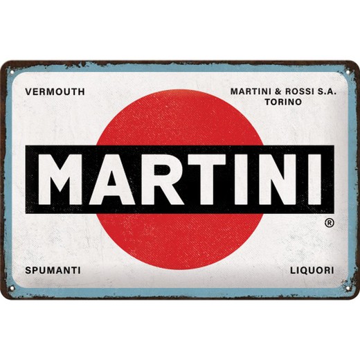 Placa Metal 20x30 Martini Logo Blanco Retro Vintage