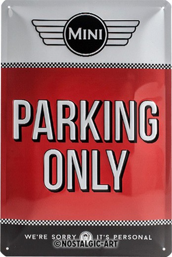 Placa Metal 20x30 Mini Mini Parking Only Red Retro Vintage