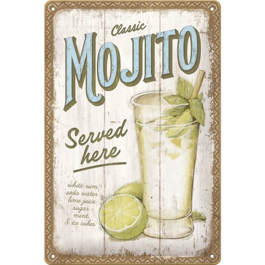 Placa Metal 20x30 Mojito Retro Vintage