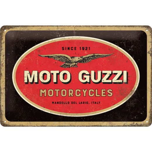 Placa Metal 20x30 Moto Guzzi Moto Guzzi Logo Motorcycles Retro Vintage