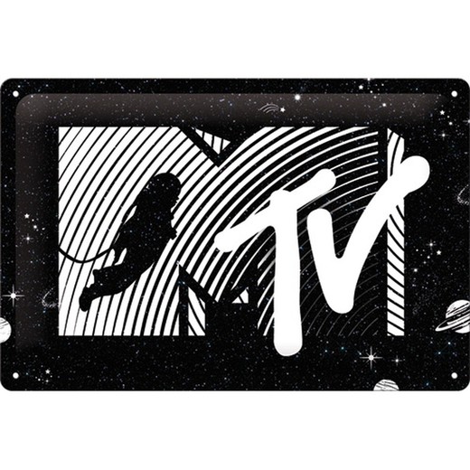 Placa Metal 20x30 MTV Moonman Logo Universe Retro Vintage