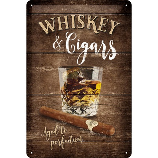 Placa Metal 20x30 Open Bar Whisky Retro Vintage