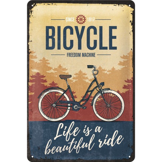 Placa Metal 20x30 Outdoor & Activities Bicycle Beautiful Ride Retro Vintage