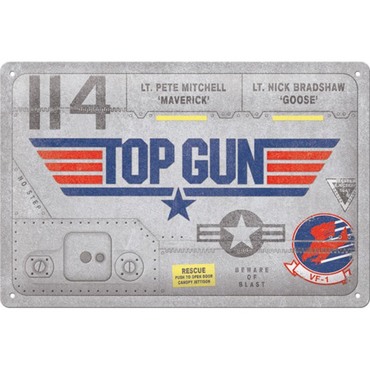 Placa Metal 20x30 Top Gun Aircraft Metal Retro Vintage