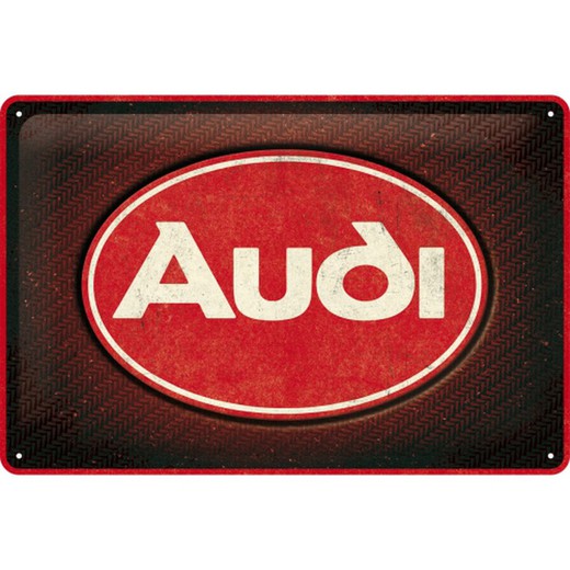 Placa Metal 20x30 Traditional Brands Audi Logo Red Shine Retro Vintage