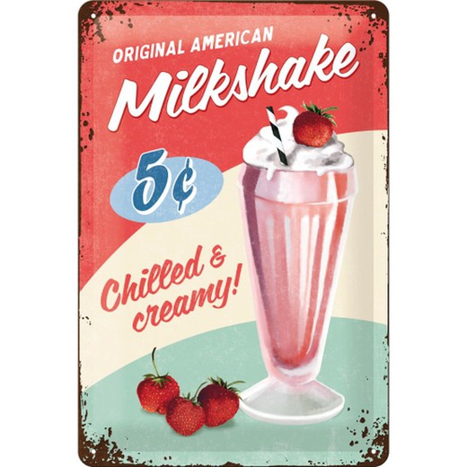 Placa Metal 20x30 USA Batido Milkshake Retro Vintage